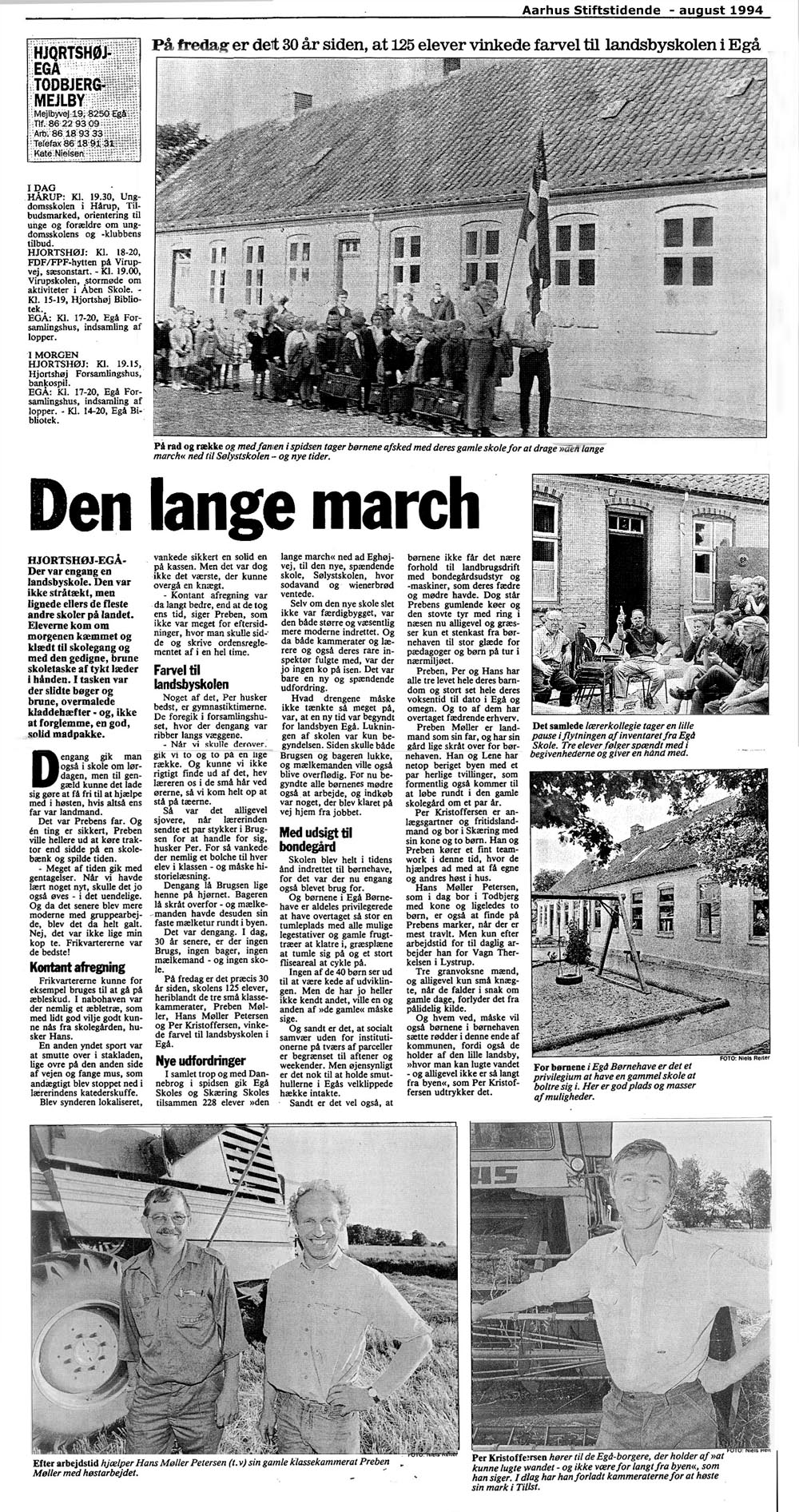 30 år efter skoleflytning - Artikel i Århus Stiftstidende,august 1994